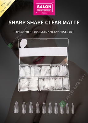 500pcs Sharp Shape Matte Lady French Style เล็บปลอมเทียมครึ่งเคล็ดลับและเล็บปลอมแบบเต็มเล็บ