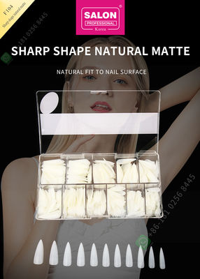 500pcs Sharp Shape Matte Lady French Style เล็บปลอมเทียมครึ่งเคล็ดลับและเล็บปลอมแบบเต็มเล็บ
