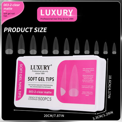 500pcs Luxury Clear Matte Sharp Shape False Nails สําหรับการแต่งเล็บ