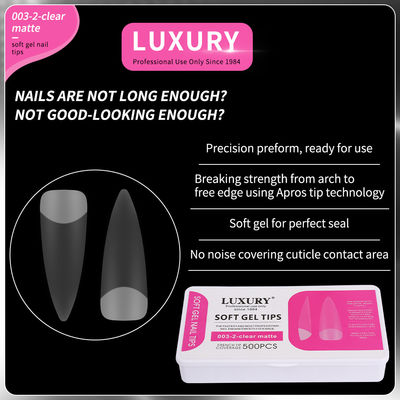 500pcs Luxury Clear Matte Sharp Shape False Nails สําหรับการแต่งเล็บ