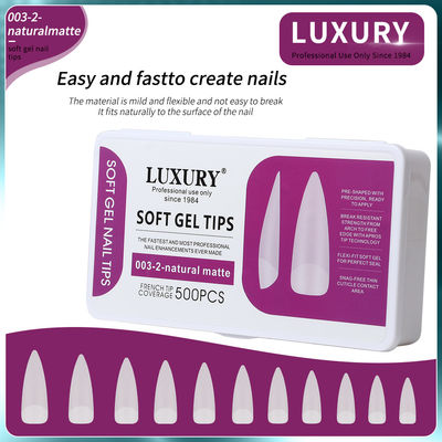 500PCS Stiletto Nail Tips Set Clear Matte Full Cover แอคริลิคเล็บเทียม
