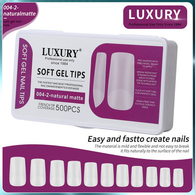 500pcs/Box Natural Matte Square Nail Tips ครอบครอบครอบ