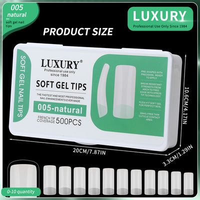 500pcs/Box พิมพ์สแควร์กลางบนเล็บ เล็บเท็จธรรมชาติ ครบครอบ เล็บเท็จสําหรับผู้หญิง