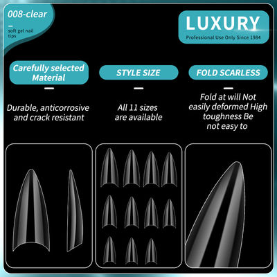 การออกแบบเล็บมืออาชีพ 500PCS เล็บเท็จทรงคมด้วยการออกแบบ Ultrathin 11 ขนาด