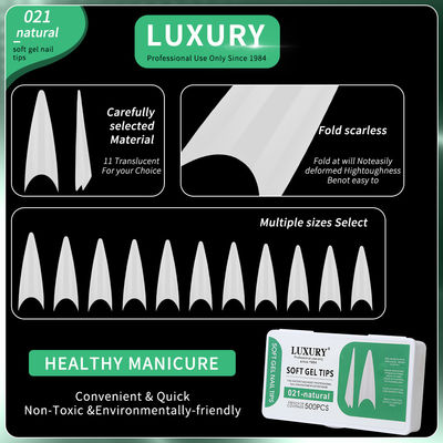 500pcs/box สติเล็ต ultra-thin Stiletto Press-On Nails Natural Seamless Sharp Shape False Nails สําหรับผู้หญิงและเด็กผู้หญิง