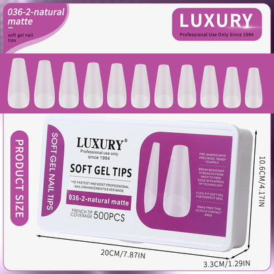 500pcs/Box Almond Shape Natural Matte False Nails 11 ขนาด แอคริลิก เจล อาร์ทเล็บขยายสําหรับผู้หญิง