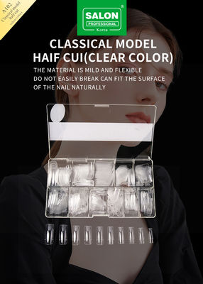 สัญลักษณ์ที่กําหนดเอง Nail Quick Building Extension Tool Full Cover Long Clear False Nail Tips เท้าเทียม