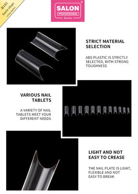 ABS Clear Matte Full Cover เล็บเท็จ Smile Shape สําหรับห้องอนามัยและ DIY เล็บขยายศิลปะ