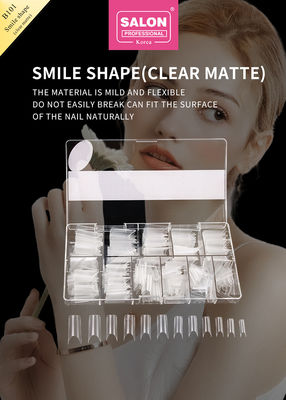 ABS Clear Matte Full Cover เล็บเท็จ Smile Shape สําหรับห้องอนามัยและ DIY เล็บขยายศิลปะ