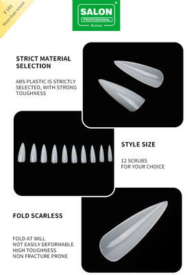 สติเล็ตโต้ยาว สิ้นเล็บครบครัน สีธรรมชาติ เล็บปลอมที่มีกล่องสําหรับโรงงานทําเล็บ