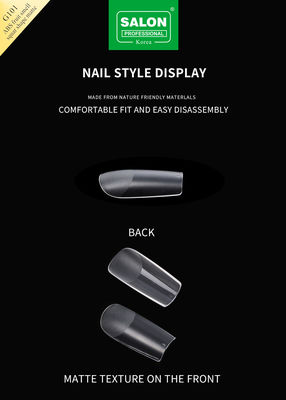 เต็ม Matte Clear Acrylic เล็บปลอม พิมพ์สแควร์กลางบนเล็บสําหรับเล็บขยายเครื่องมือการทําลาย