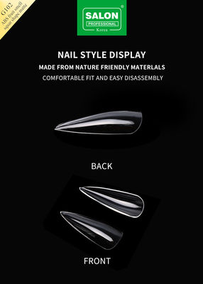 Professional ABS Sharp Shape Fake Nails Full Clear Acrylic เท็ดเล็บเท็จ 12 ขนาด สําหรับบ้าน DIY
