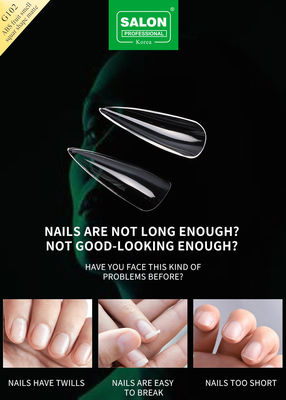 Professional ABS Sharp Shape Fake Nails Full Clear Acrylic เท็ดเล็บเท็จ 12 ขนาด สําหรับบ้าน DIY
