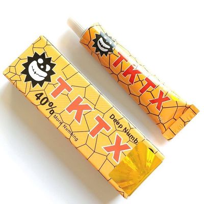 เครื่องสำอางแต่งหน้าถาวร TKTX Tattoo Numbing Cream Original Lidocaine Yellow 10g
