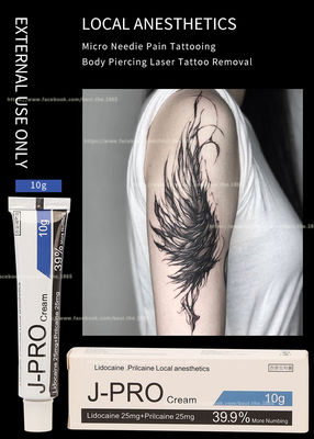 J Pro Tattoo Licocaine numb Cream 10g Stop Pain Anesthetic Cream For Waxing Tattoo แต่งหน้าถาวร
